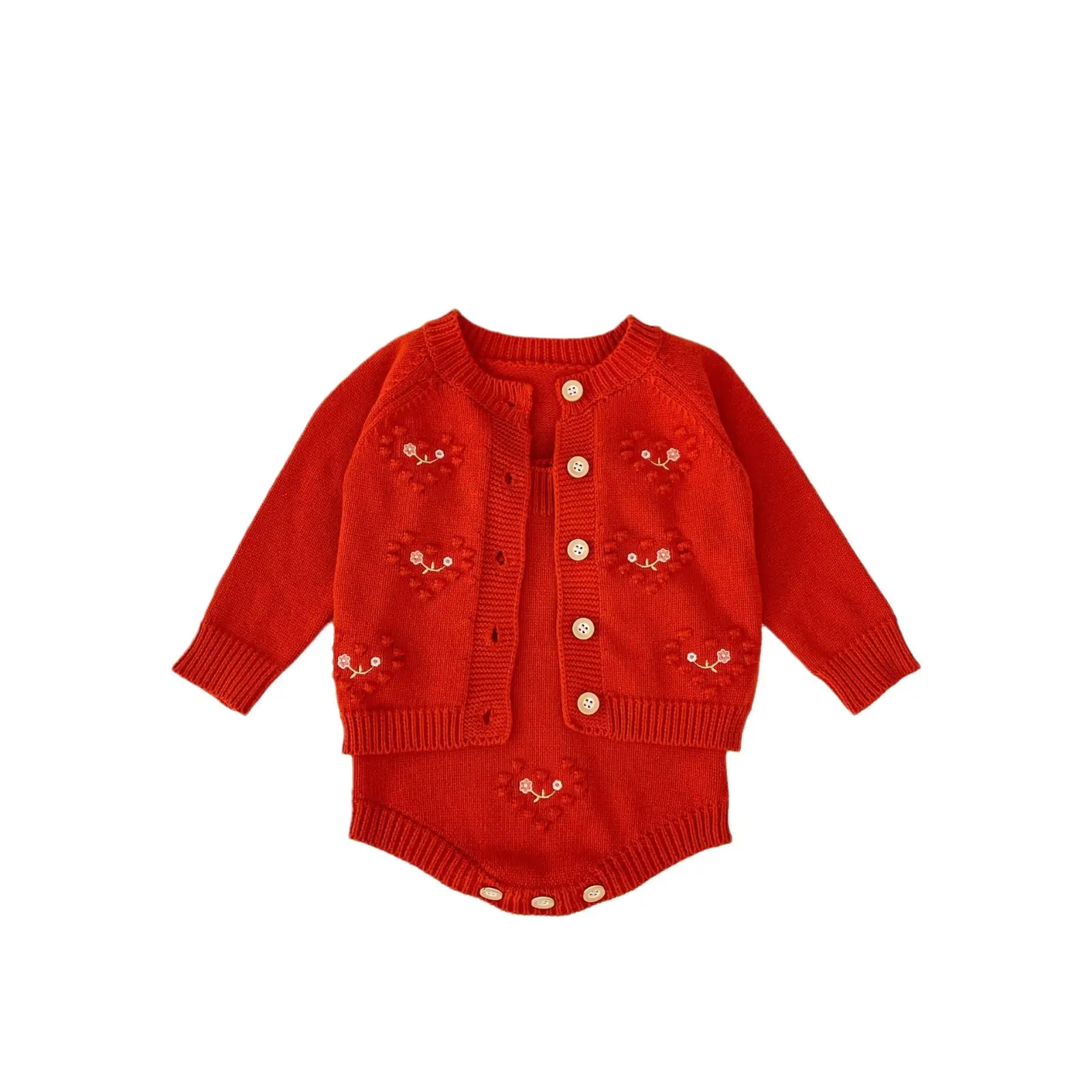 Baby Girl Red Love Embroidered Strap Ha Yi
