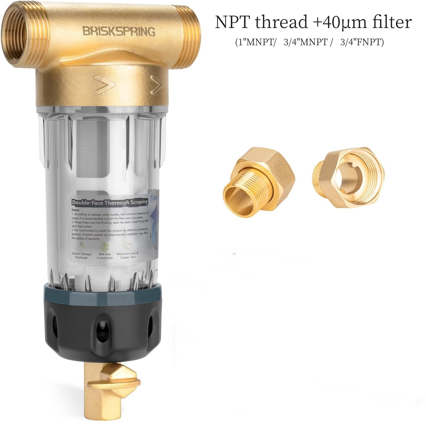 Pure Copper Household Backwash Large Flow Filter