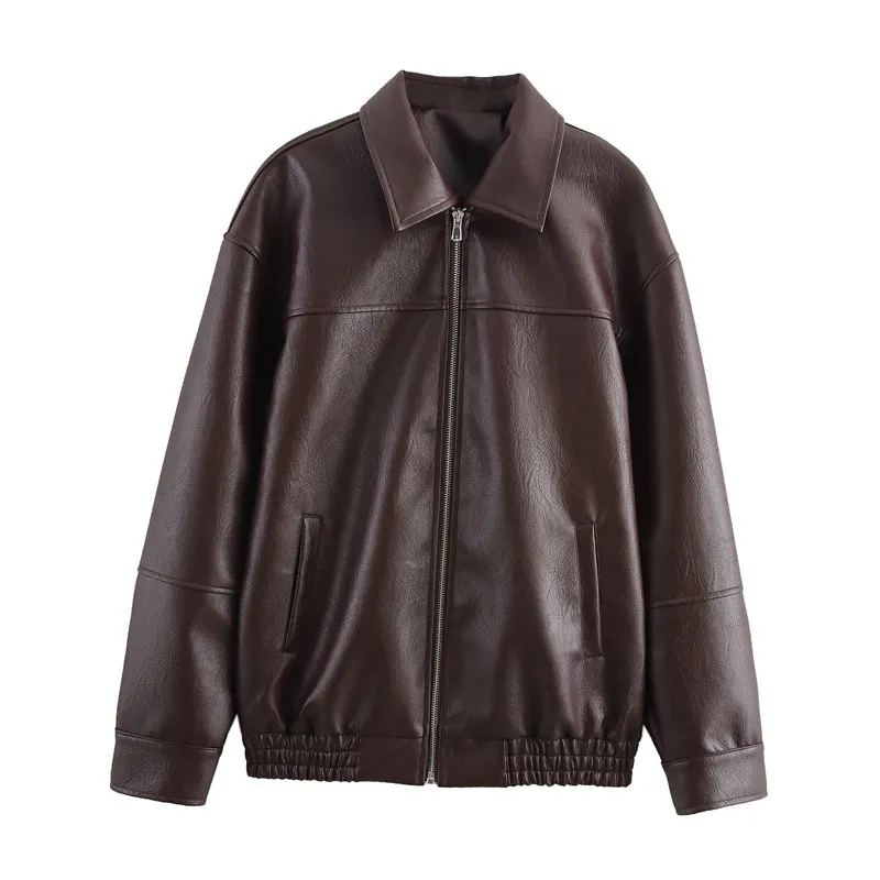 Fashion American Style Motorcycle Clothing Vintage Loose Lapels Zipper Bomber Jacket