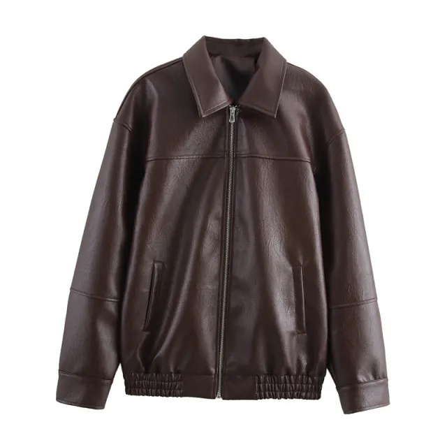 Fashion American Style Motorcycle Clothing Vintage Loose Lapels Zipper Bomber Jacket - Shop at LoveMi