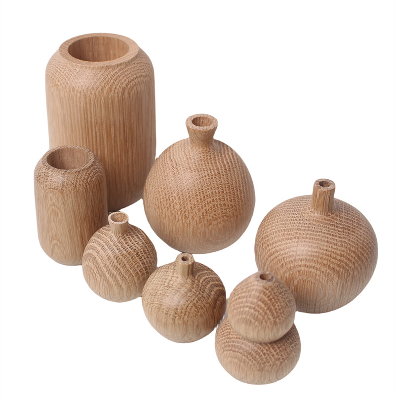 Japanese Style Groceries Solid Wood Dried Flowers And Flowerpot Wooden Craftwork Ins Vase — foto 11