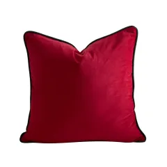 New Year Christmas Decoration Red And Green Velvet Rope Trim Pillowcase - Red - View 1