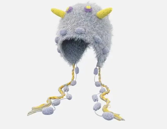 Little Monster Plush Hat For Girls Gray - Shop at LoveMi