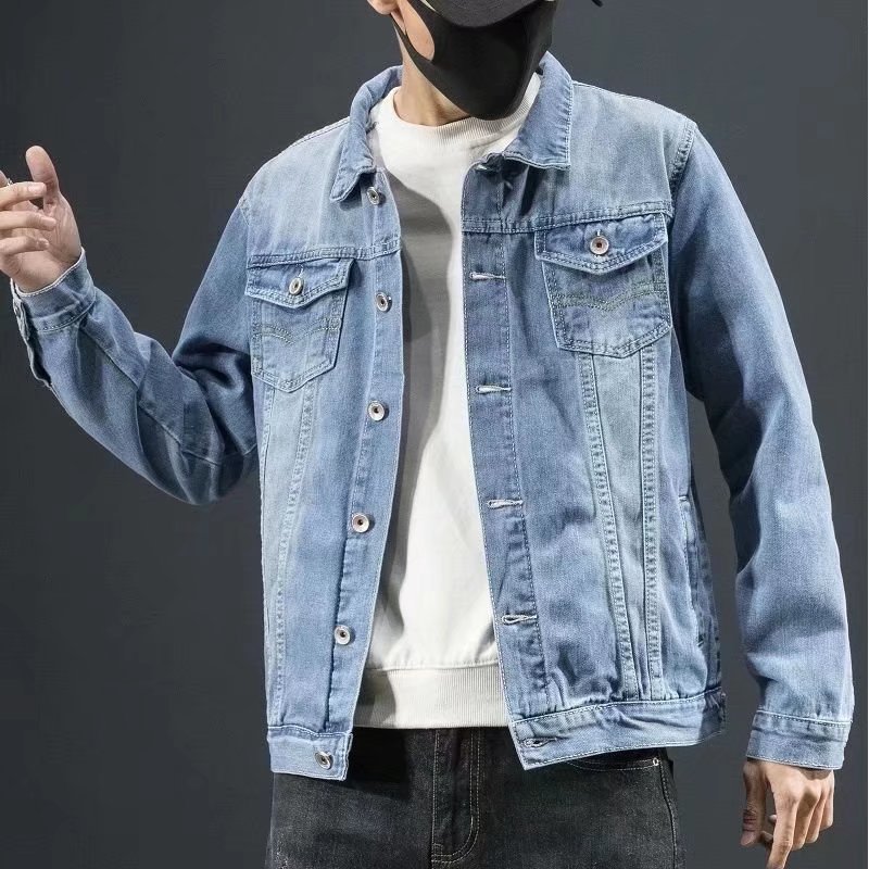 American Vintage Denim Jacket Male Spring And Autumn Korean Style Trendy