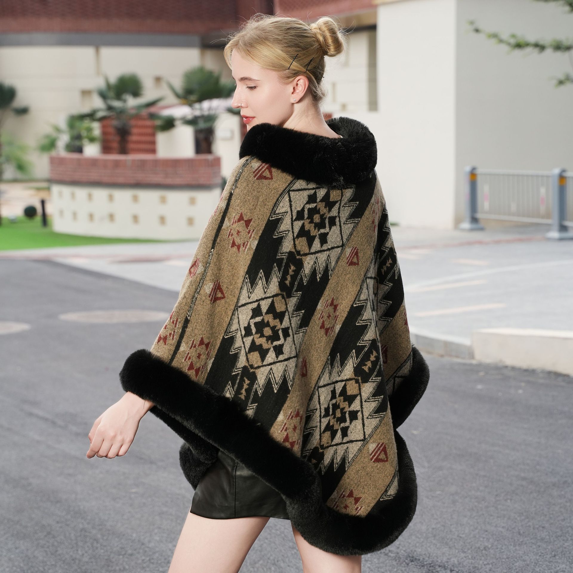 New Knitted Thermal Head Cover Cape Elegant Shawl - Image 4