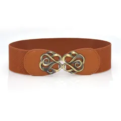 Women's Fashionable All-match Wide Waist Sealed Elastic Belt - Camel - View 1