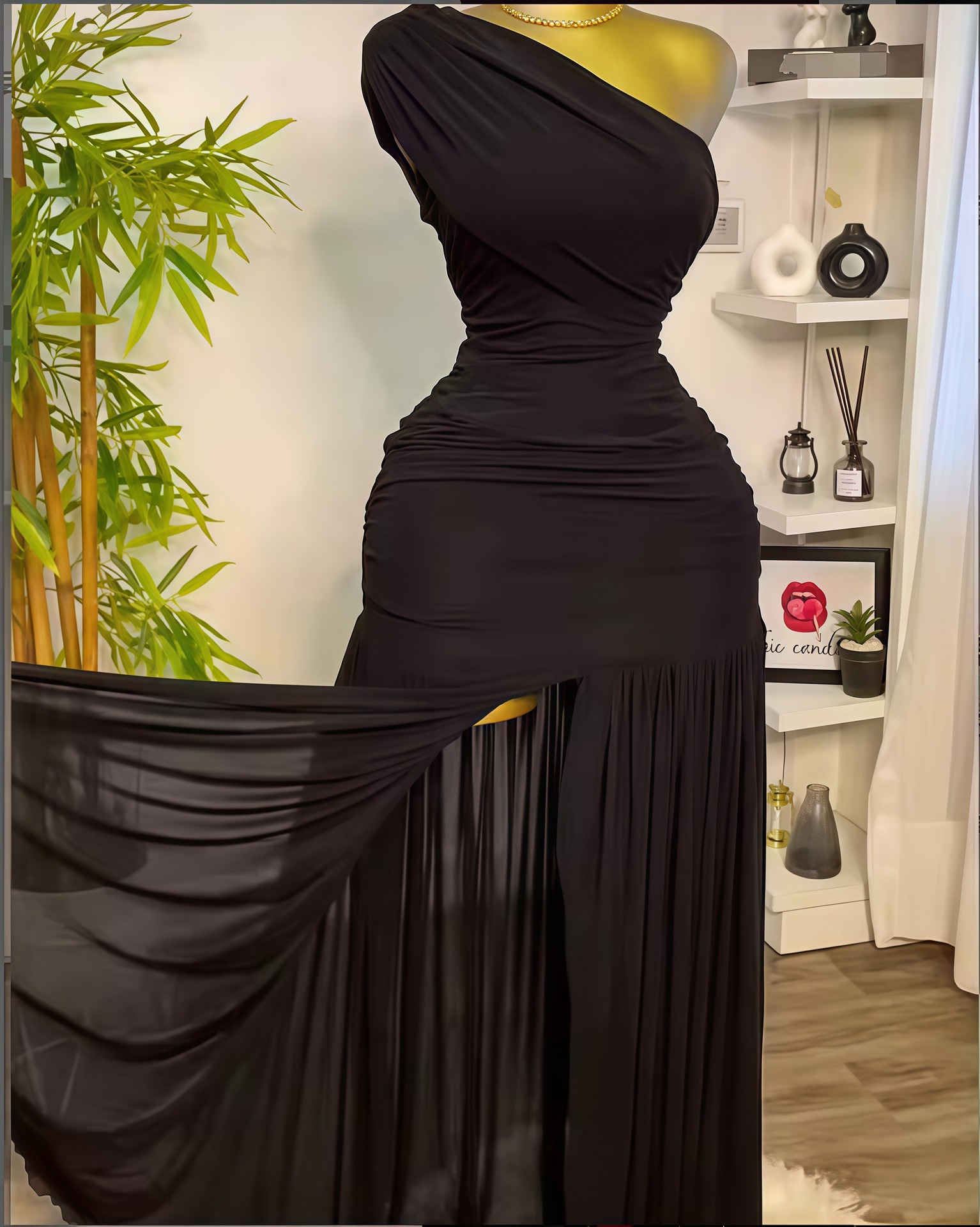 Women's Fashion Personality Slim Fit Split Long Dress