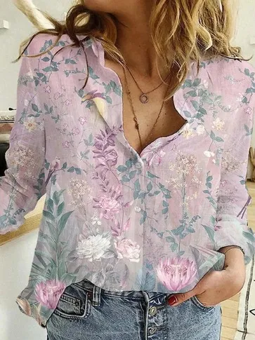 Women's Printed Casual Long Sleeve Shirt Style 29 - Shop at LoveMi