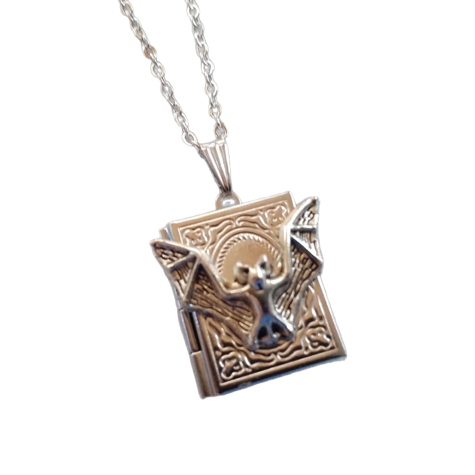 Bat Book Chain Necklace For Women (AQ6444)