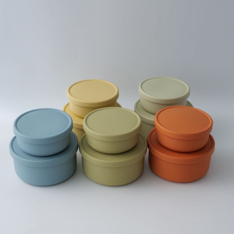 Round Silicone Lunch Box Is Microwave-safe Light Terracotta 300ML