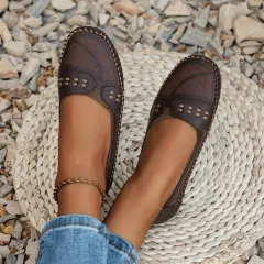 Suture Laser Women's Flat Loafers - Brown - View 1