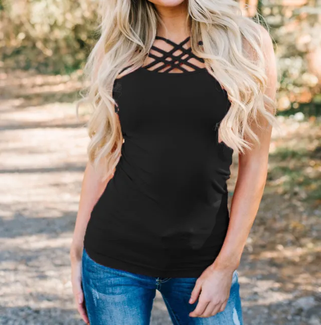 Women's Cotton Vest Black - Shop at LoveMi