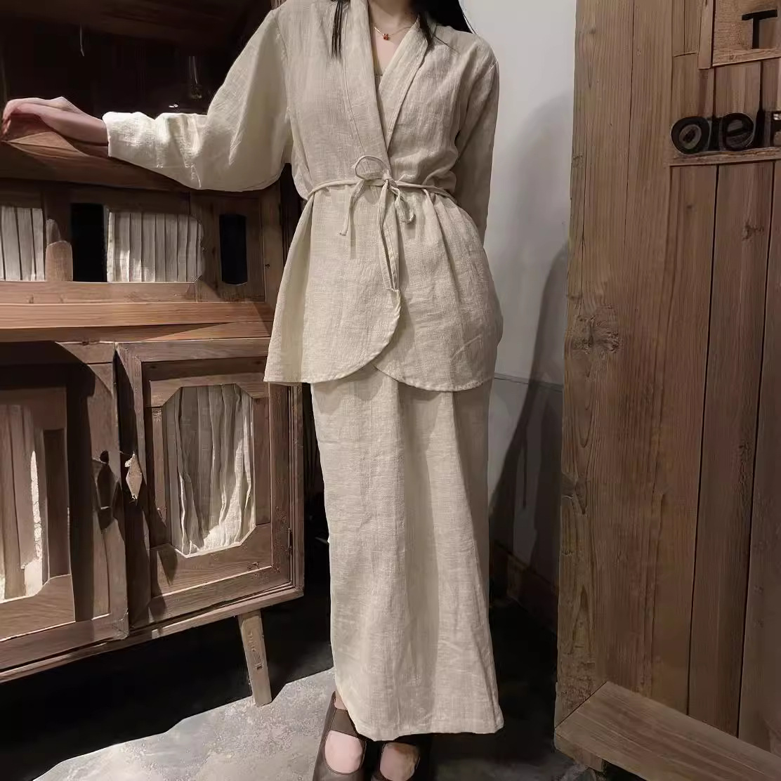 Cool And Elegant Lace-up Cardigan Jacket Skirt
