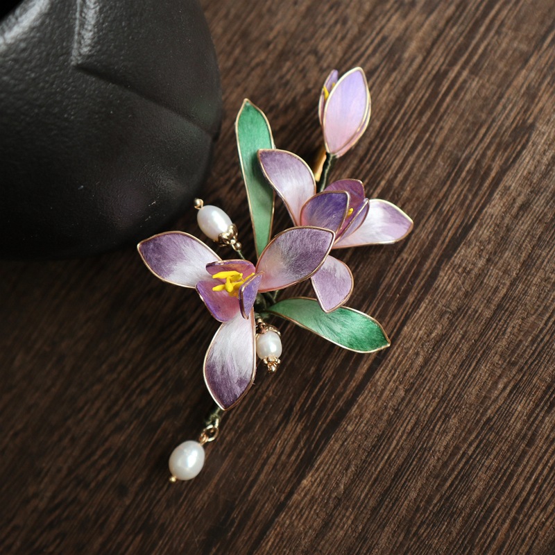 Purple Orchid Fabric Brooch, picture 4 of 4