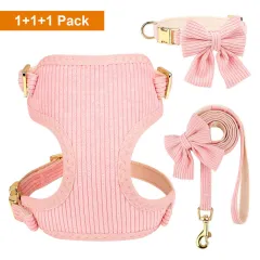 Creative Solid Color Harness Bow Pet Vest - Pinkcolor - View 1