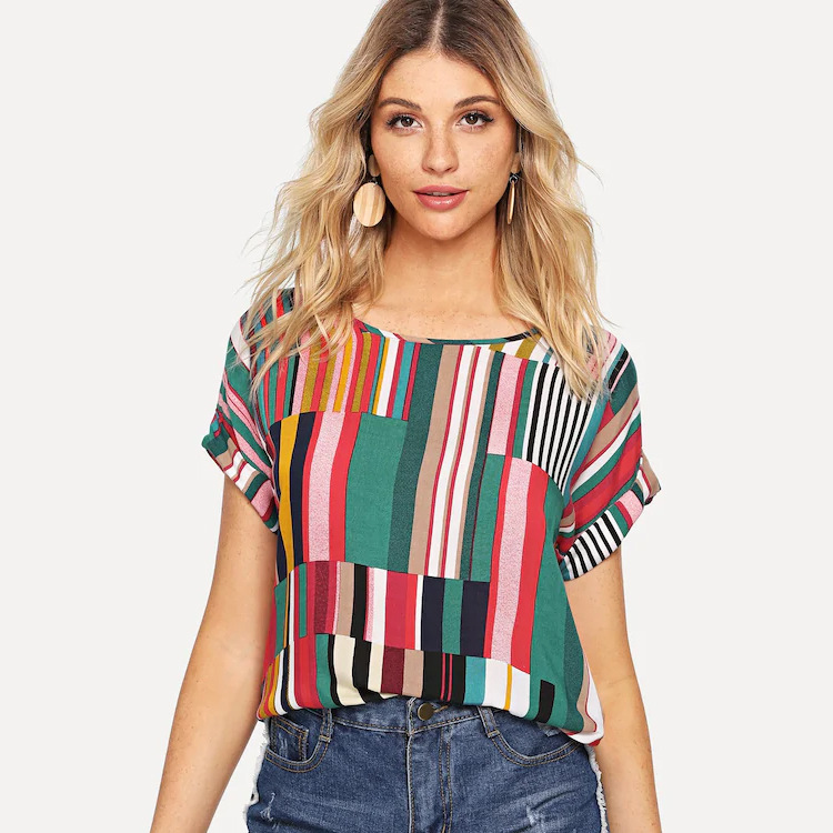 Title 2, Striped printed short-sleeved T-shirt