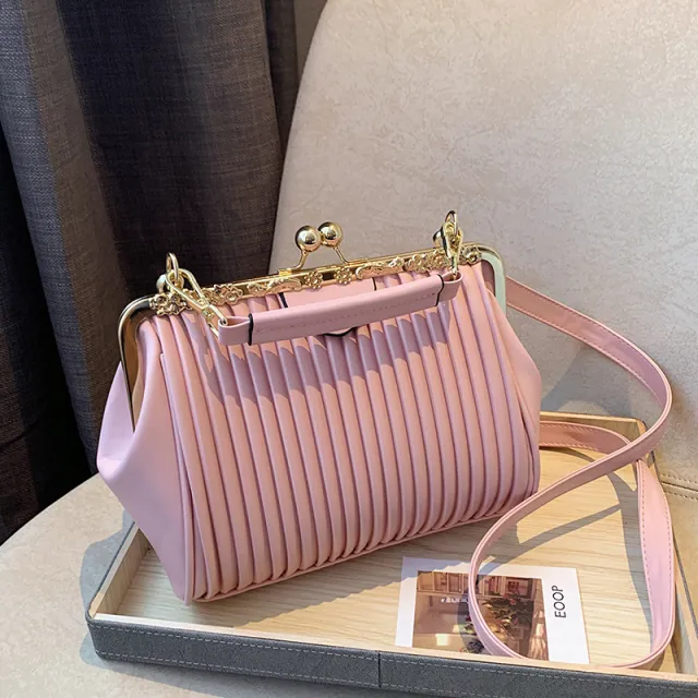 Commuter Shoulder Western Style Pleated Crossbody Bag Pink - Shop at LoveMi
