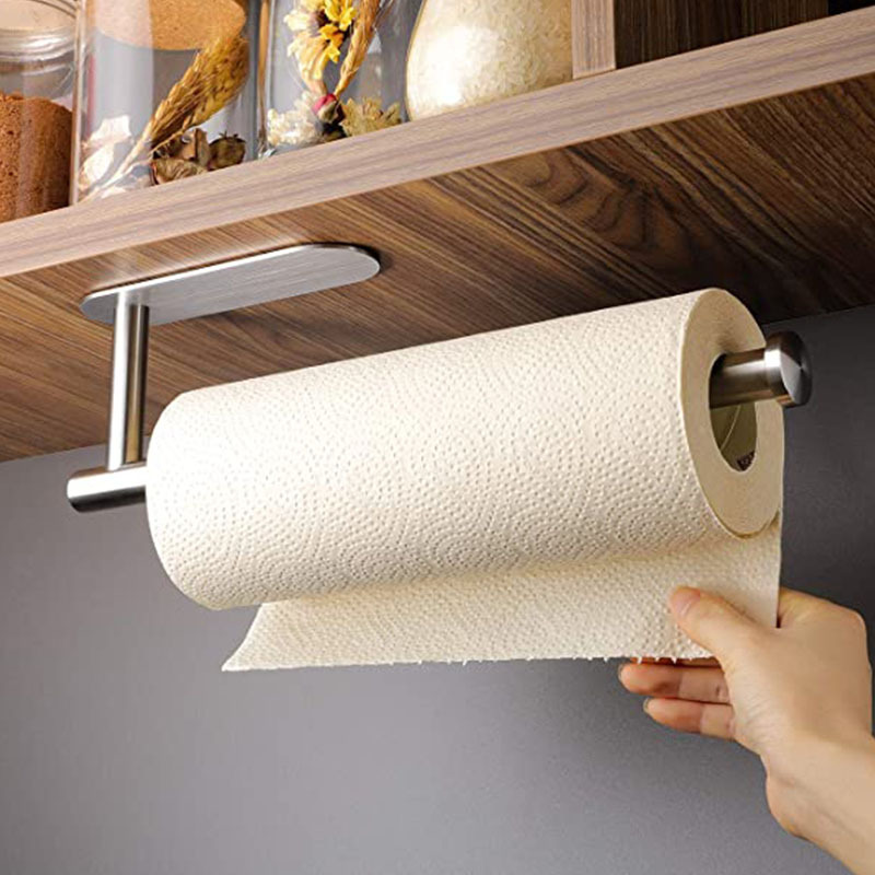 No-drill 304 Stainless Steel Kitchen Paper Towel Holder Wall-mounted Toilet Paper Holder Multifunctional Bathroom Shelf 7b163a06 C89b 4033 B545 2f2d209e646f