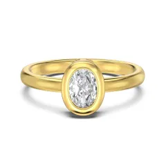 Women's Casual Oval Egg-shaped Zircon Ring - Gold - View 1