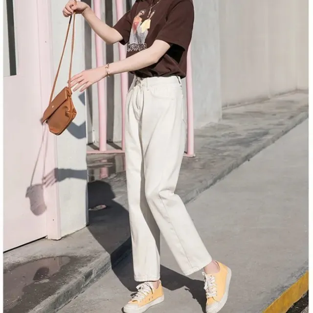 Fashion Loose Cool Wide leg Jeans Women Beige - Shop at LoveMi