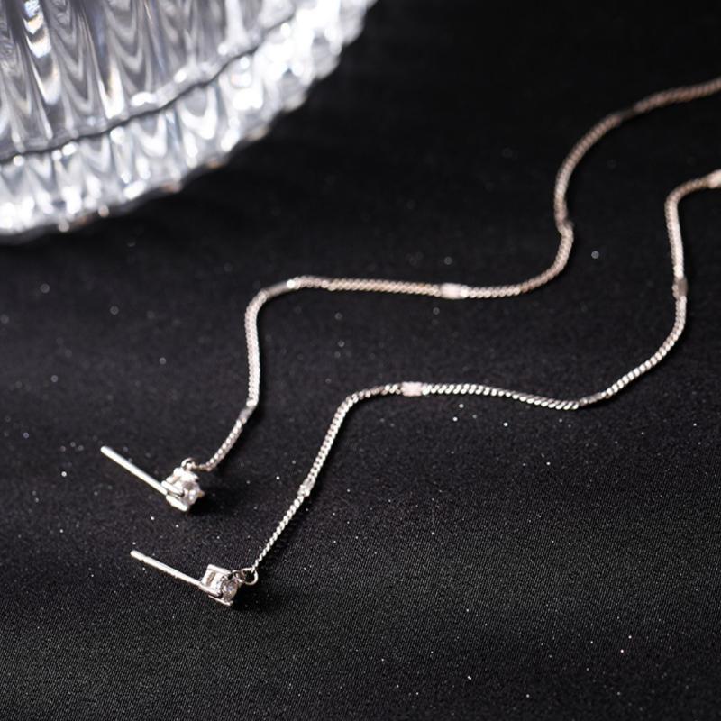 925 Sterling Silver Long Fringe Earrings For Women