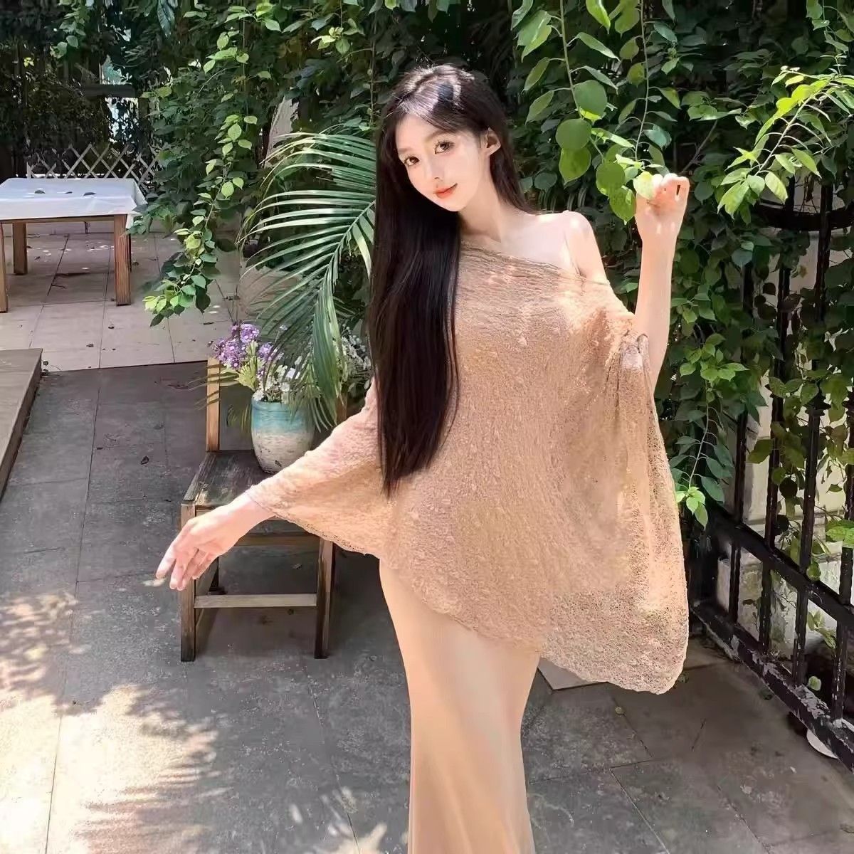 Womens Plus Size Tops Slimming Bodycon Dress Sets Apricot - Shop at LoveMi