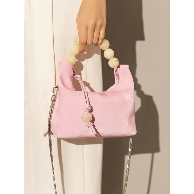Niche Shoulder Pearl Chain Crossbody Handbag Pink - Shop at LoveMi
