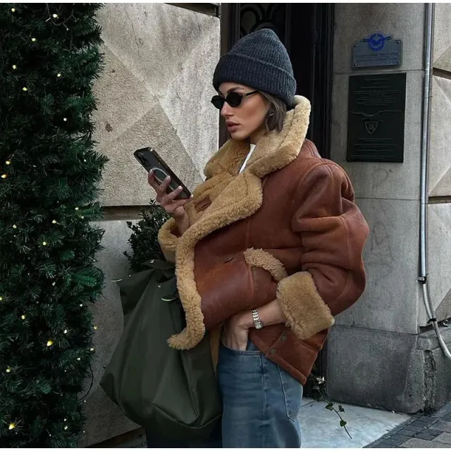 Women's Thickened Autumn And Winter Lamb Wool Warm Coat Light Brown - Shop at LoveMi