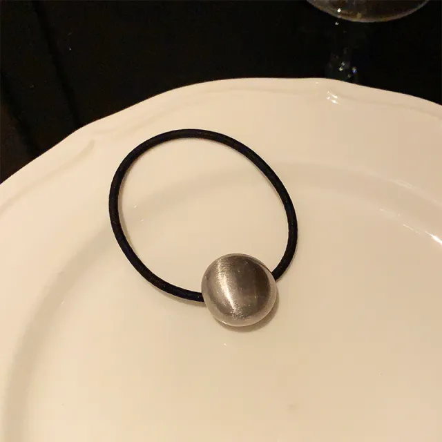 European And American Metal Brushed Hair Rope Fashion Silver Oval Ball Rubber Band - Shop at LoveMi