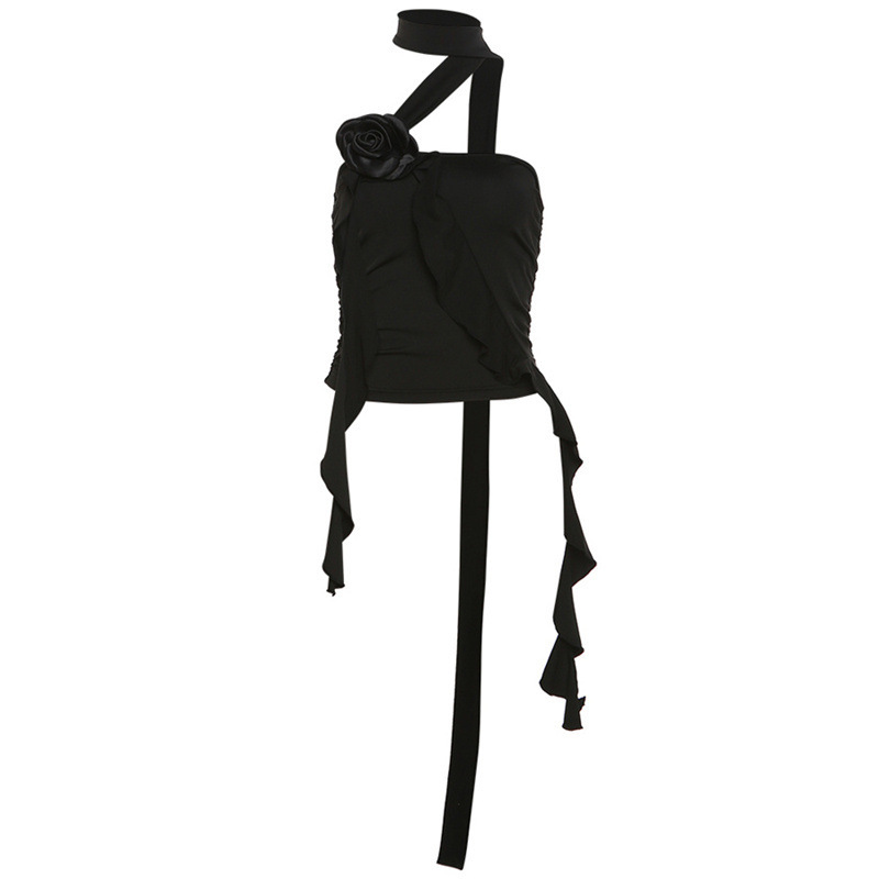 Fashion Women's Wear Off shoulder Slim Fit Ruffled Top Black - Shop at LoveMi