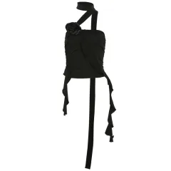 Fashion Women's Wear Off-shoulder Slim Fit Ruffled Top - Black - View 1