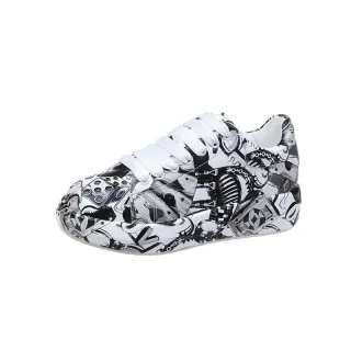 Women's Fashion Platform Casual Shoes Painted Sneakers - Black
