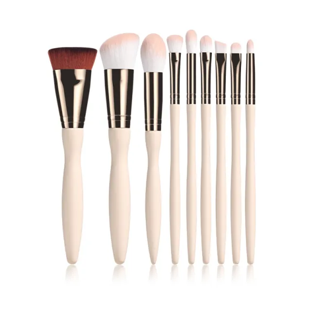 9 Beige Makeup Brushes Synthetic Fluff Beauty Tools 9 S Curve Brushes - Shop at LoveMi