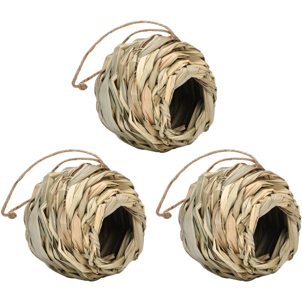 Straw Spherical Round Mouth Outdoor Bird Nest - White