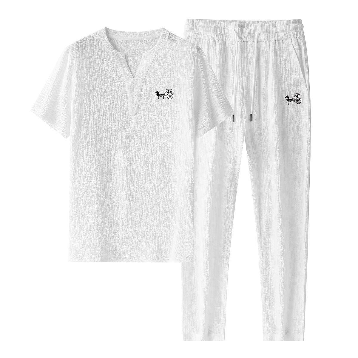 Men's Slim Fit Casual Ice Silk Set