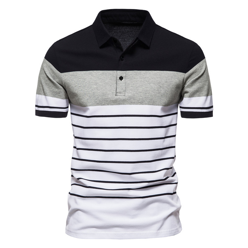 Title 5, Sommer Herren Polo Shirt mit Streifen Kontrastf...