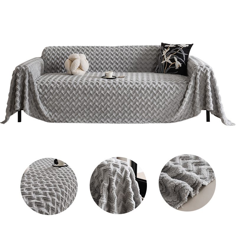 Versatile Plush Cream-Style Solid-Color Sofa Cover