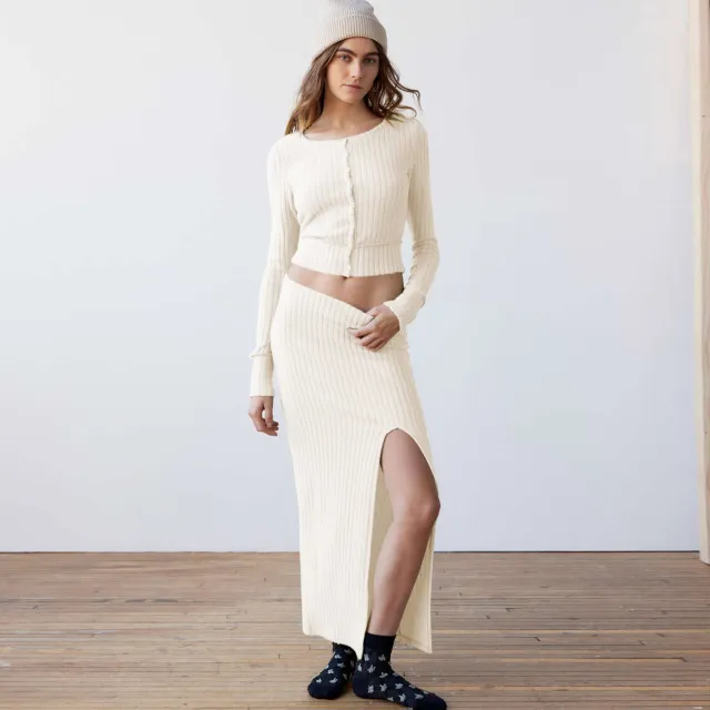 Women's Long sleeve Shirt Split Dress Suit Beige - Shop at LoveMi