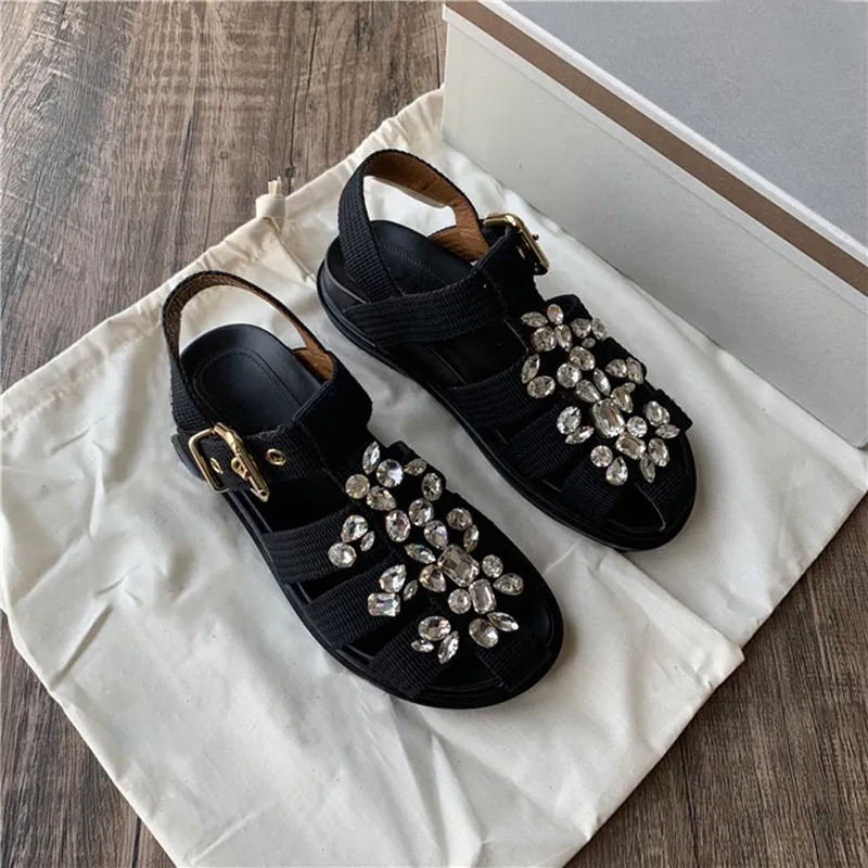 Women's Closed Toe Roman Sandals Weaving Hollow - Black