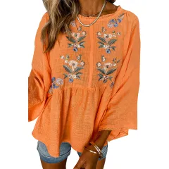 European And American Leisure Style Loose Round Neck Pullover - Orange - View 1