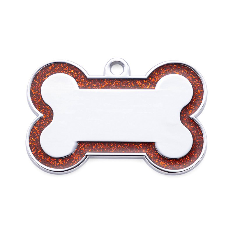 Zinc Alloy Dog Anti-lost Tag With Bone-shaped Edges And Shimmering Metallic Powder