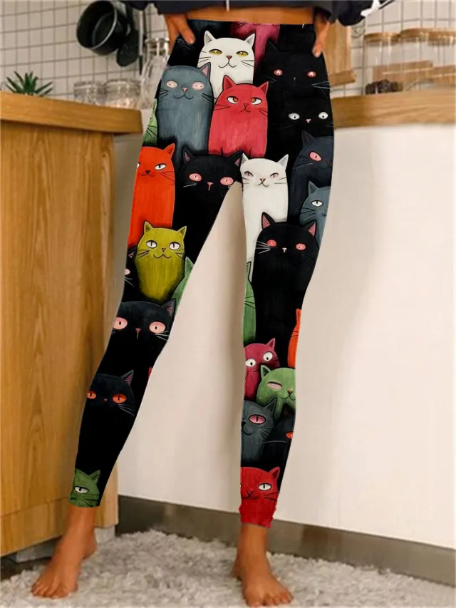European And American Spring And Autumn New Digital Printing Fashion Leggings Trendy Yoga Pants Tights X11 L - Shop at LoveMi