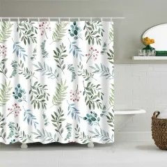 Digital Printing Shower Curtain Banana Leaves Nordic Style Leaves - Style 31 - View 1