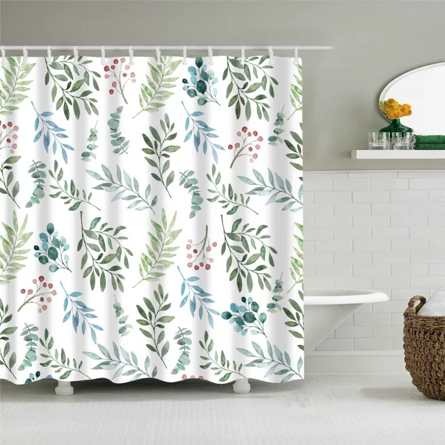 Digital Printing Shower Curtain Banana Leaves Nordic Style Leaves Style 31 - Shop at LoveMi