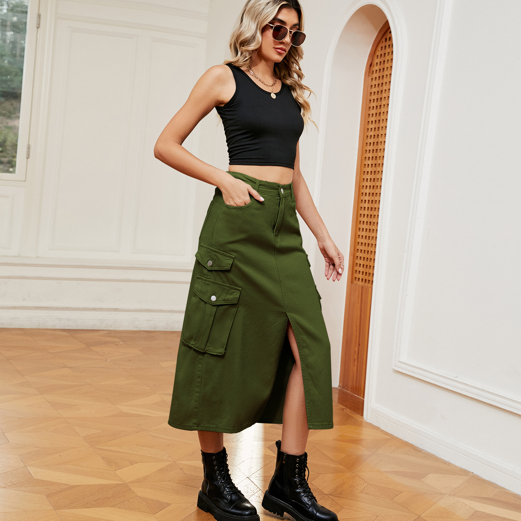 Women's Denim Cargo Pants Casual Skirt - Image 6