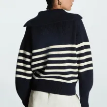 Loose And Lazy Style Thick Coat Women Black Stripes - Shop at LoveMi