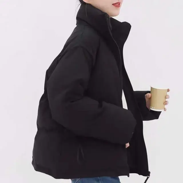 Loose Cotton Padded Jacket Dongdaemun Thick Cotton padded Coat Black - Shop at LoveMi