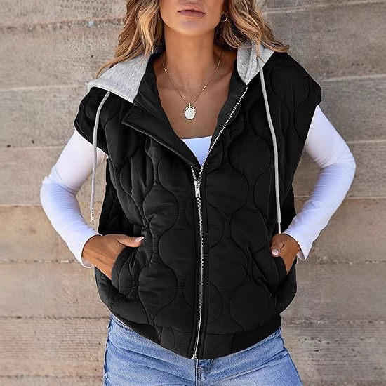 Womens Color-block Sleeveless Jacket