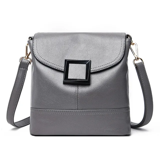 Shoulder Messenger Simple Generous Handheld Lychee Pattern Small Square Bag Gray - Shop at LoveMi