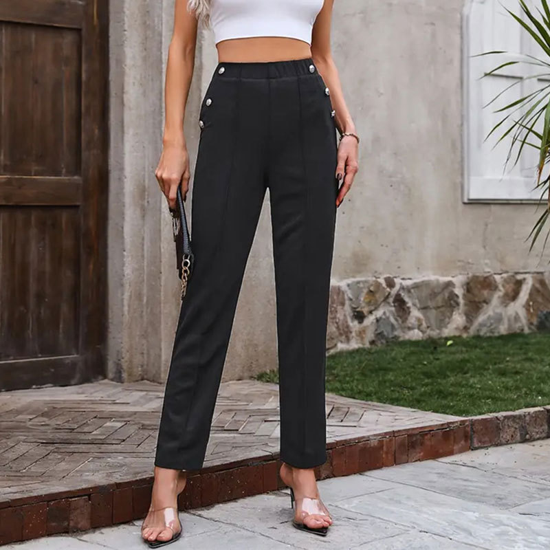 Women's High Waist Stitching Pants Trousers